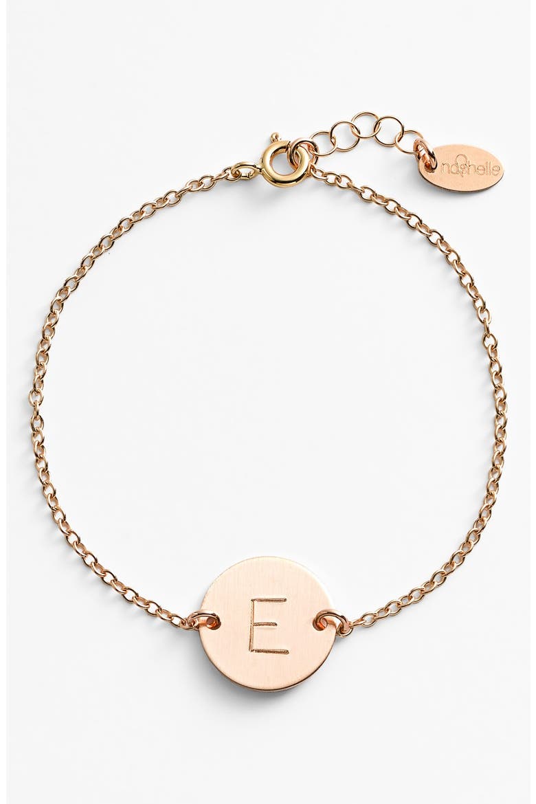 14k-Gold Fill Initial Disc Bracelet, Main, color, 14K GOLD FILL E