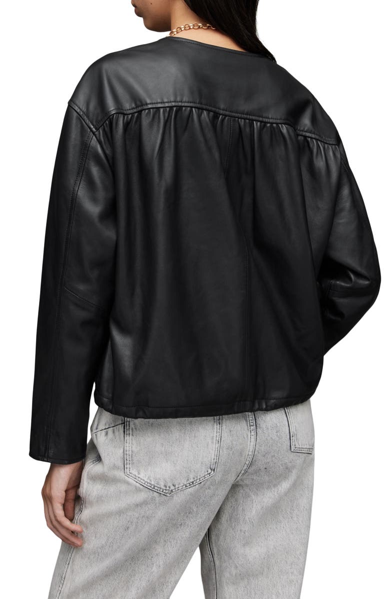 AllSaints Darcey Leather Bomber Jacket, Alternate, color,