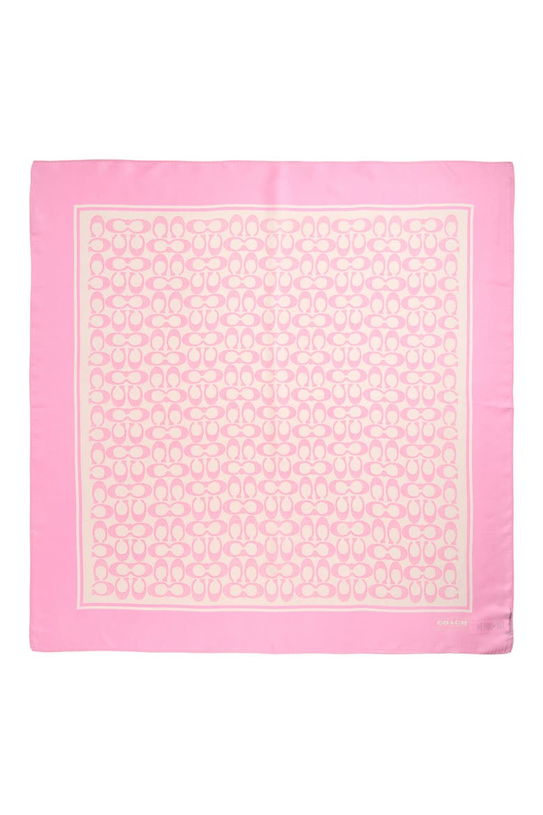 Textured Signature Logo Square Silk Scarf, Alternate, color, SOFT PINK