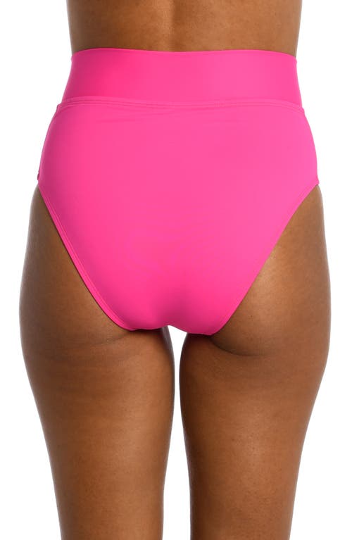 Shop La Blanca Island Goddess Crossover High Waist Bikini Bottoms In Pop Pink