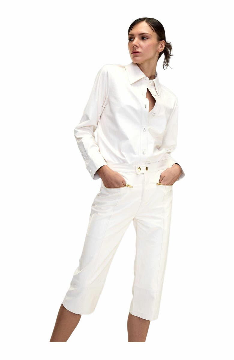 Cynthia Rowley LEATHER CAPRIS, Alternate, color, Off_white