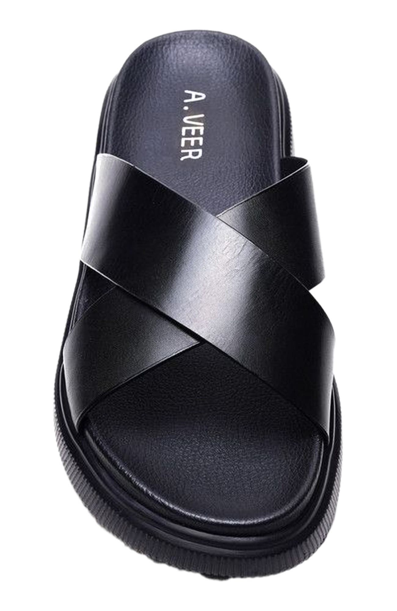 A. Veer Rioza Sandal, Alternate, color, Black Leather