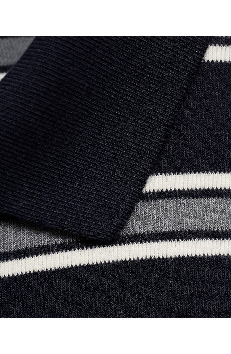 MANGO Stripe Long Sleeve Polo, Alternate, color, Navy