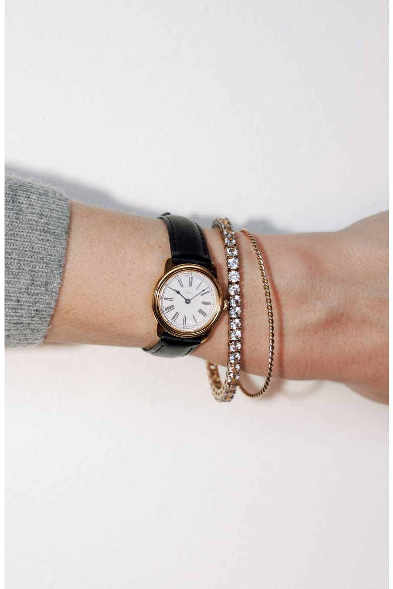 The Harriet Petite Vintage Watch, Alternate, color, Gold Watch - Black Strap