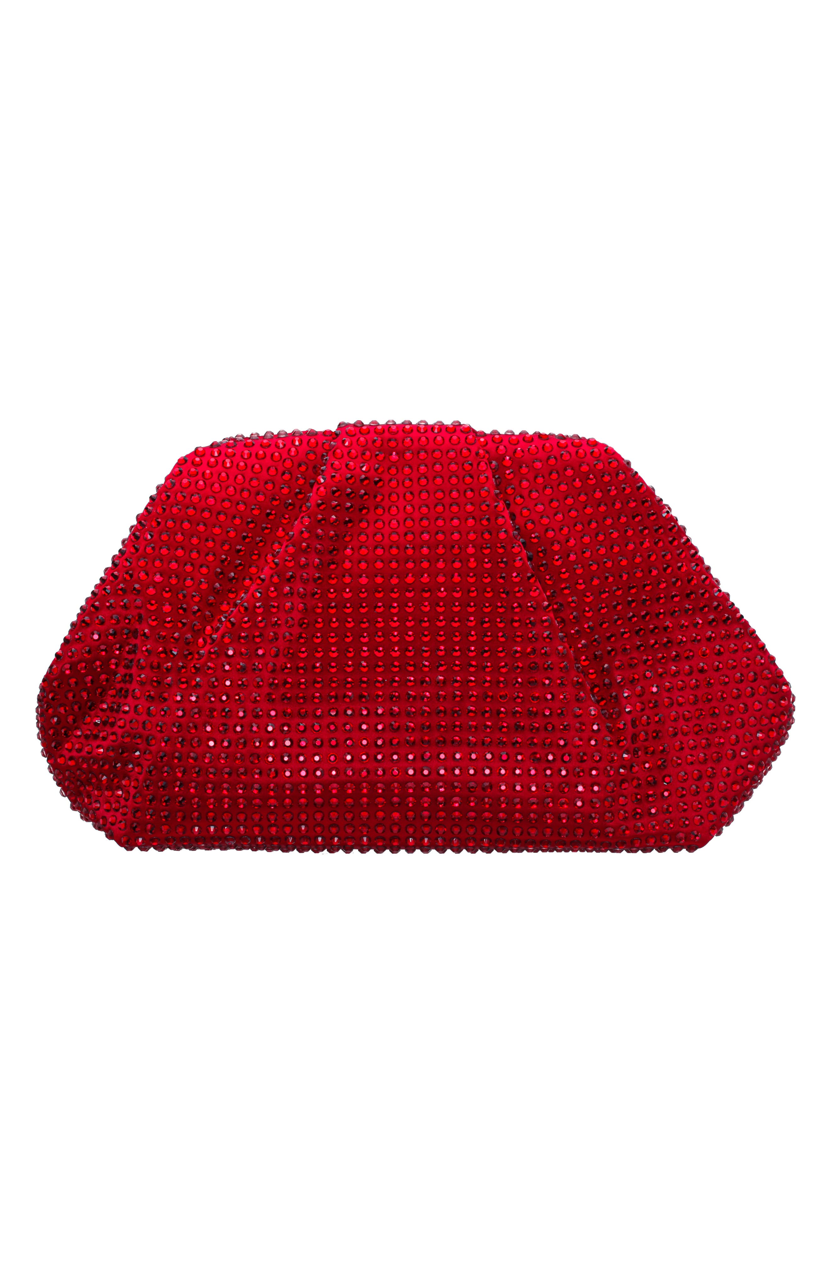 Nina Crystal Frame Satchel, Alternate, color, Siam Red