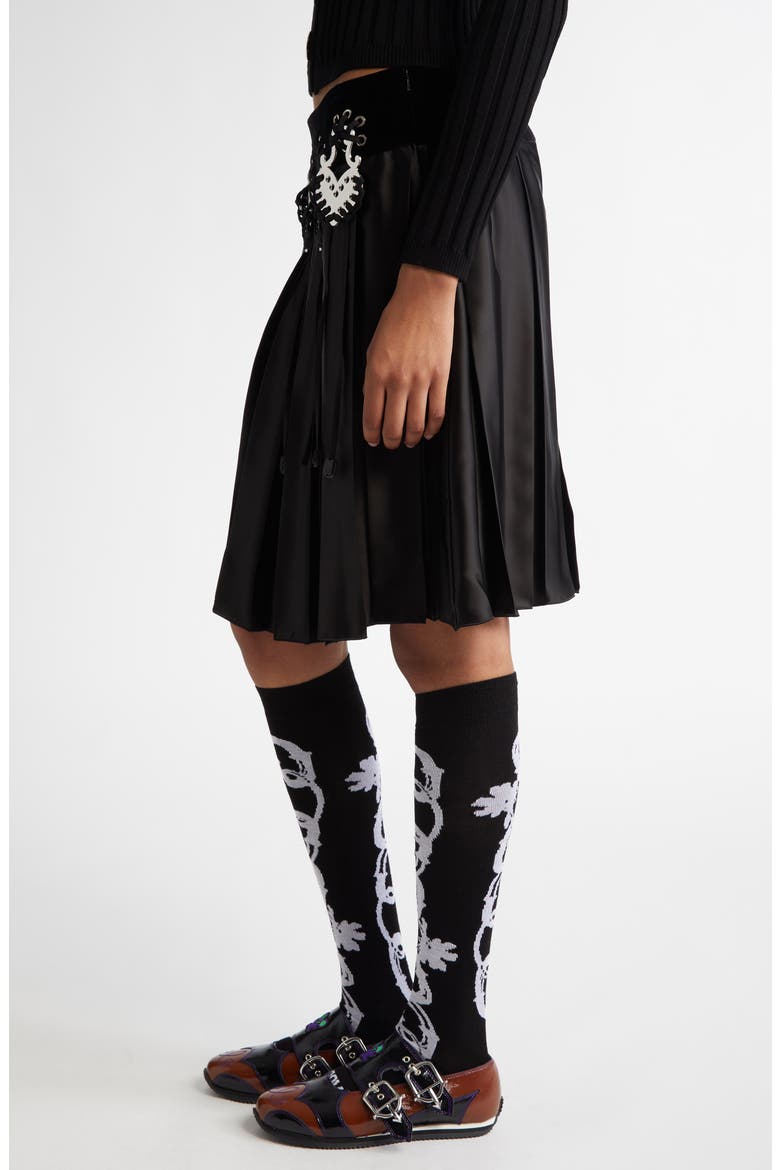 Radar Embellished Pleated Skirt, Alternate, color, BLACK