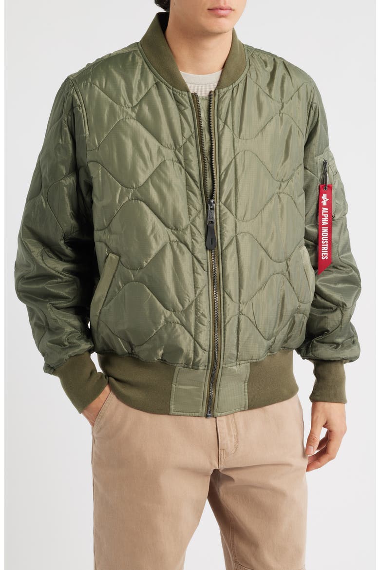 L-2B Relaxed Water Resistant Quilted Bomber Jacket, Alternate, color, OG-107 GREEN