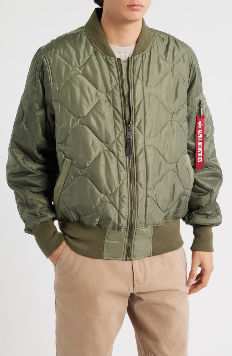 Alpha Industries L-2B Relaxed Water Resistant Quilted Bomber Jacket, Alternate, color, Green
