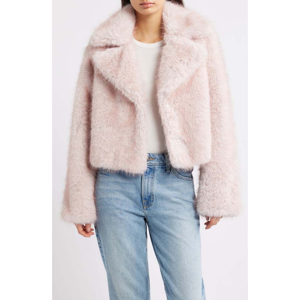 Thread & Supply Short Faux Fur Coat In Pink