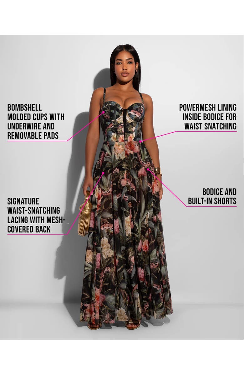 TA3 Mega Sculpting Push-Up Maxi Dress, Alternate, color, Midnight Peony