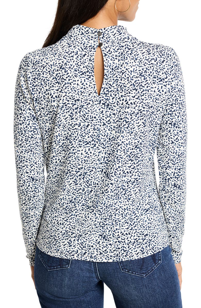 NIC+ZOE Animal Instinct Draped Neck Long Sleeve Top, Alternate, color, Indigo Multi