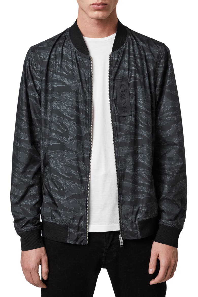 Norton Slim Fit Bomber Jacket, Main, color, WASHED BLACK CAMO
