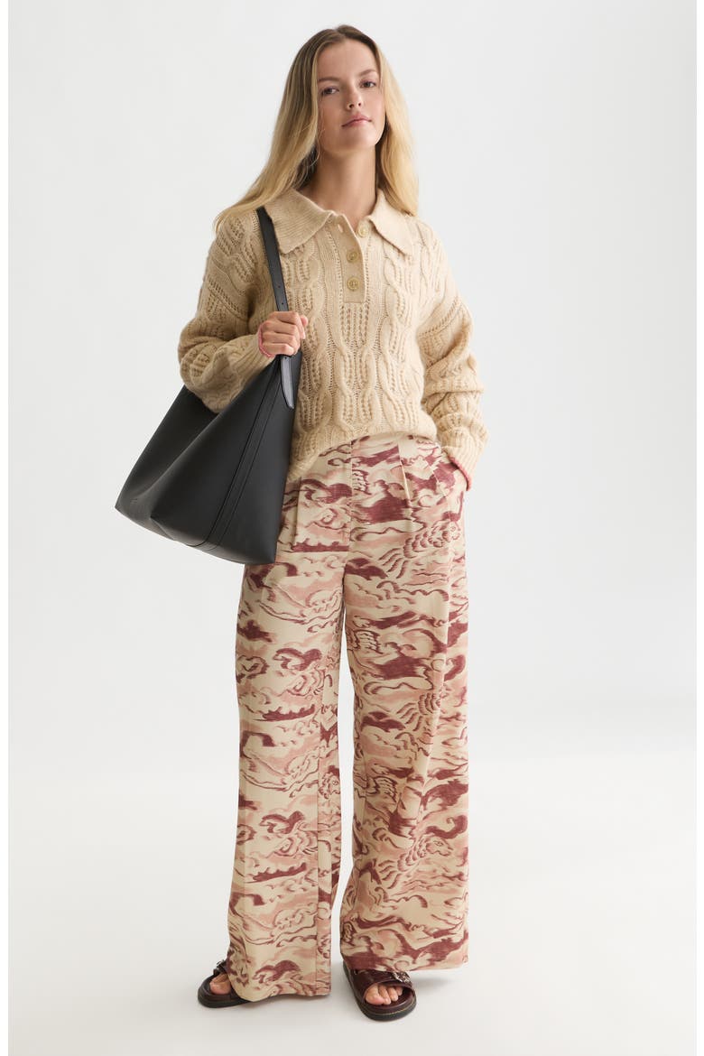 Boxy Cable Knit Polo Sweater, Alternate, color, SHIFTING SAND