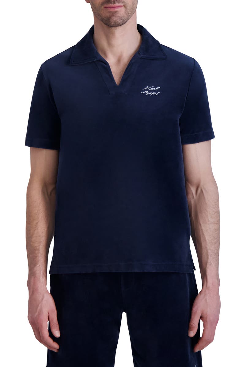 KARL LAGERFELD PARIS Johnny Collar Terry Cloth Polo, Main, color,