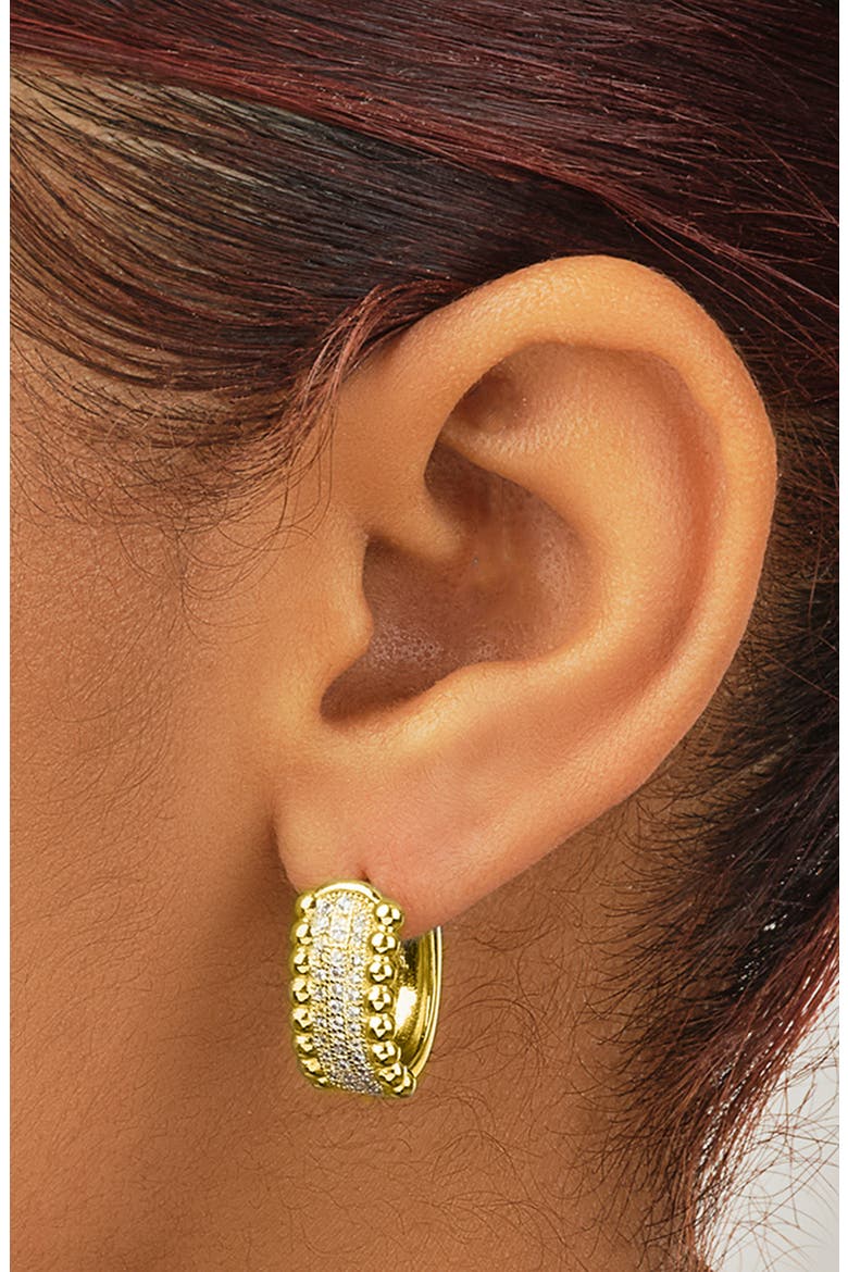 Ellerie Cubic Zirconia Micro Hoop Earrings, Alternate, color, GOLD