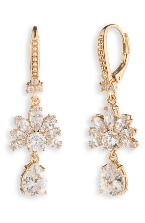 Crystallized Forest Floral Cubic Zirconia Drop Earrings