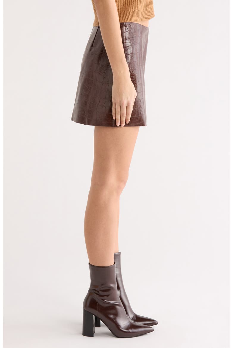 Savana Faux Leather Miniskirt, Alternate, color, BROWN