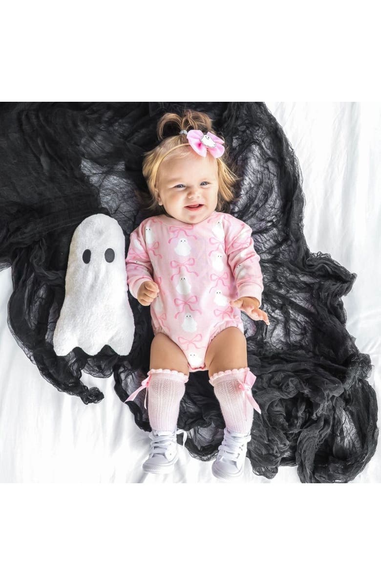Sweet Wink Ghost Halloween Printed Long Sleeve Romper, Alternate, color, 