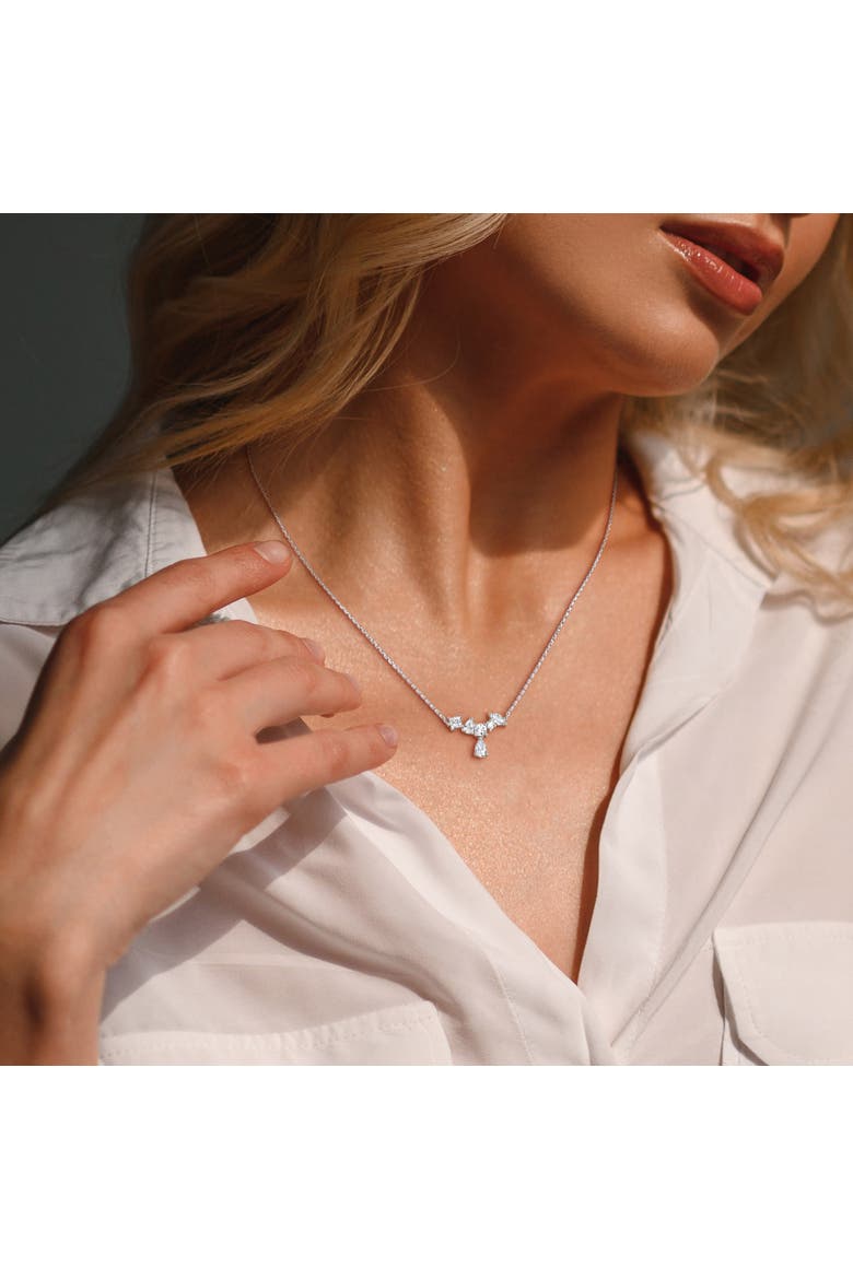Multi-Shape Lab-Grown Diamond Drop Necklace 14K, Alternate, color, White Gold