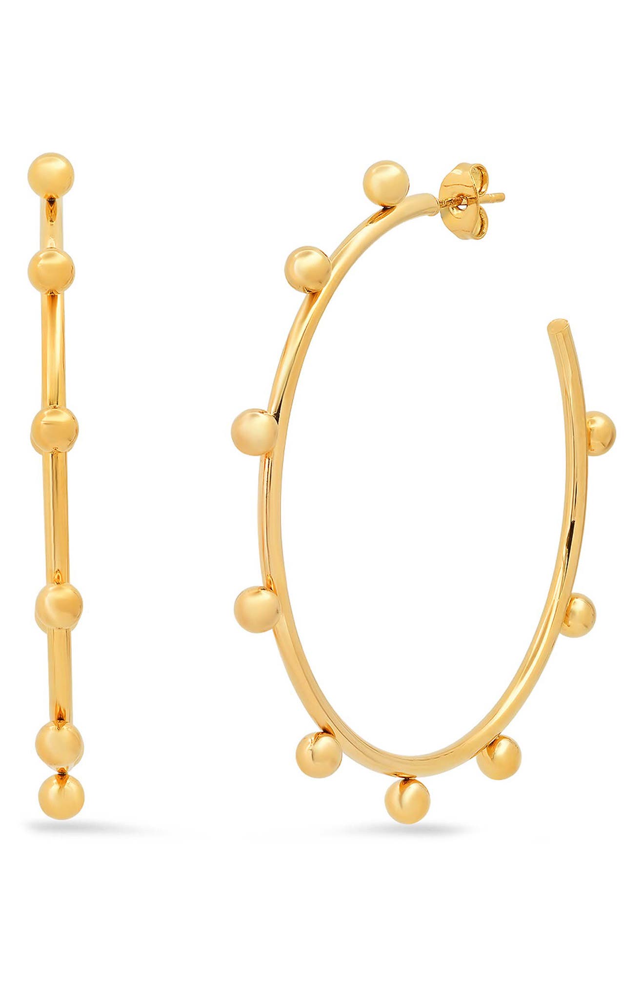 18k Gold Plated Beaded Hoop Earrings