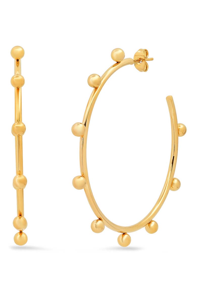 18k Gold Plated Beaded Hoop Earrings, Main, color, GOLD