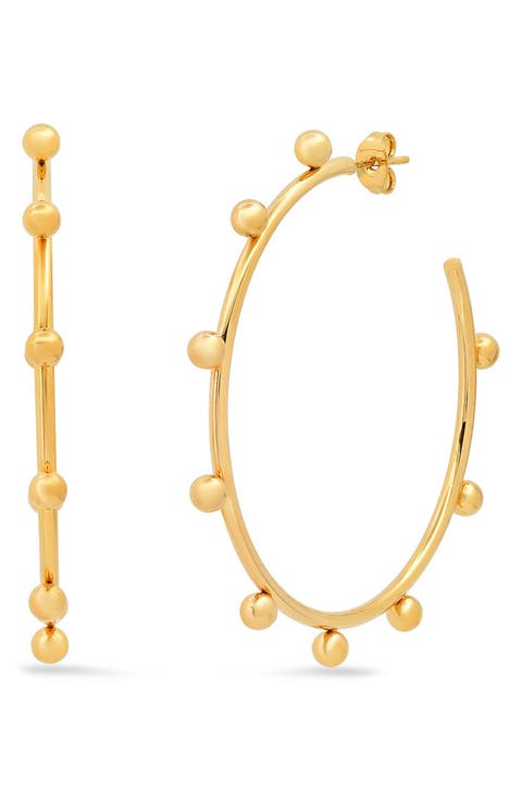 18k Gold Plated Beaded Hoop Earrings