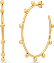 STEELTIME 18k Gold Plated Beaded Hoop Earrings