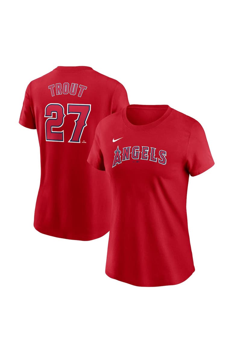 Women's Nike Mike Trout Red Los Angeles Angels Fuse Name & Number T-Shirt, Alternate, color, Red