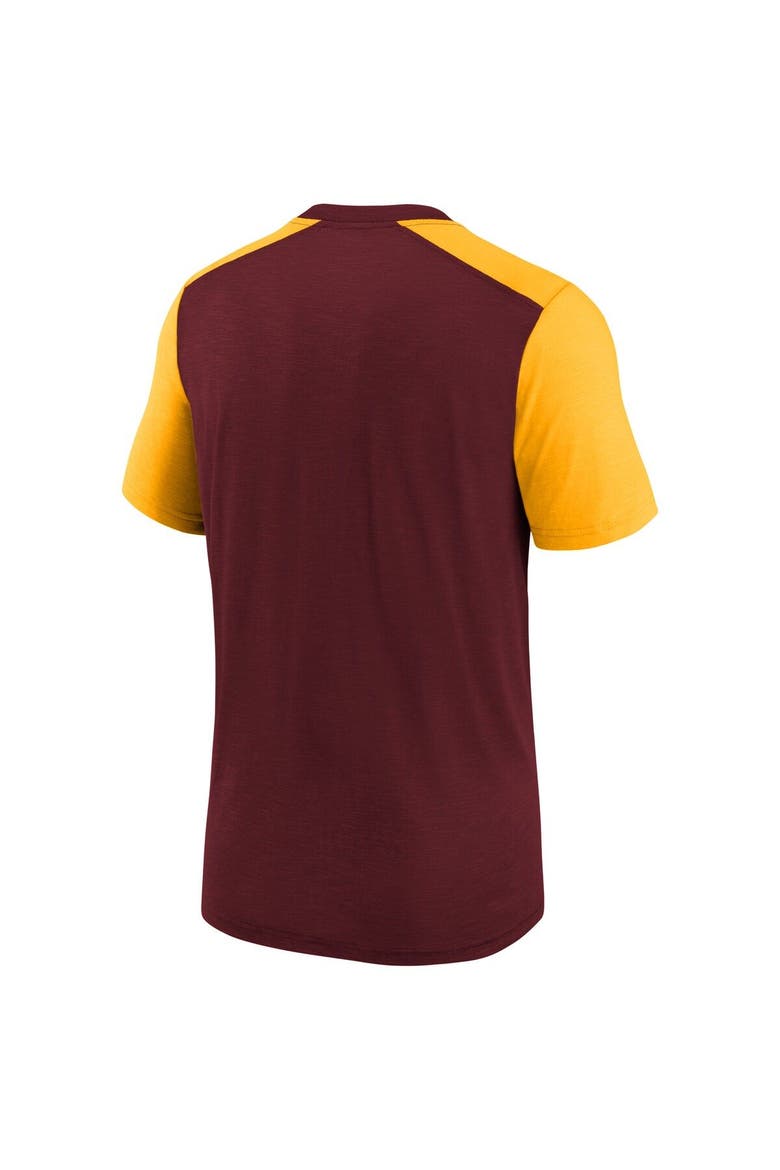 Youth Nike Heathered Burgundy/Heathered Gold Washington Commanders Colorblock Team Name T-Shirt, Alternate, color, Burgundy