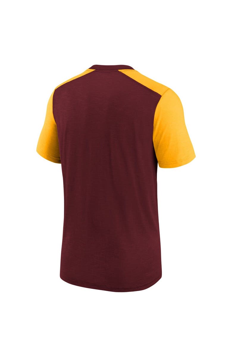 Nike Youth Nike Heathered Burgundy/Heathered Gold Washington Commanders Colorblock Team Name T-Shirt, Alternate, color, Burgundy