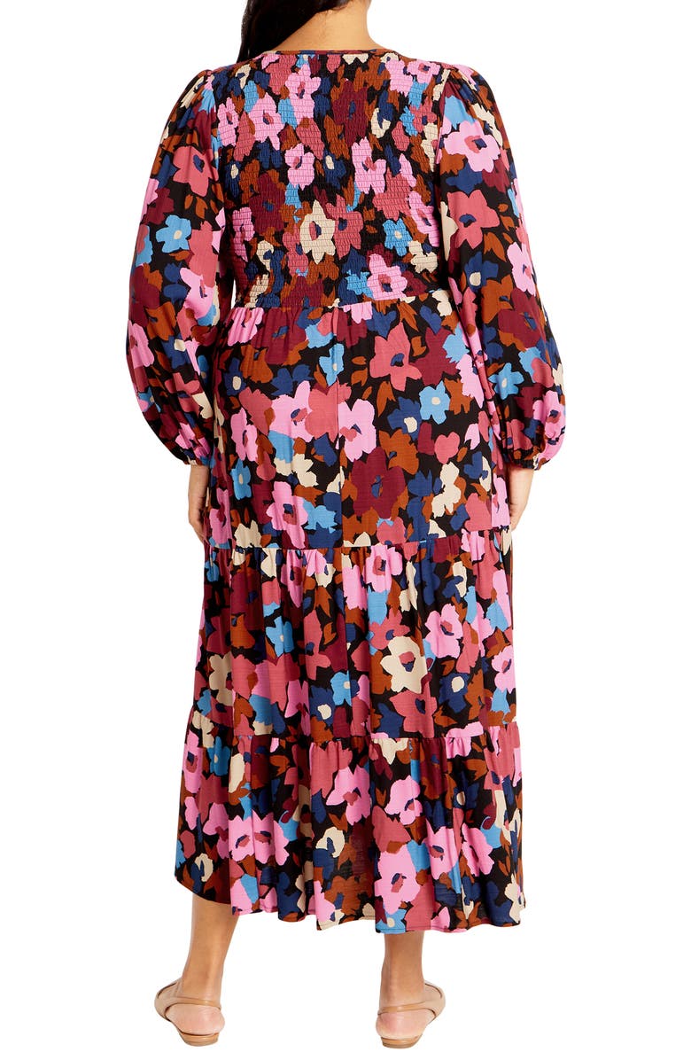 City Chic Jayden Long Sleeve Tiered Dress, Alternate, color, 