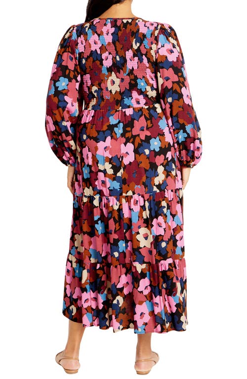 City Chic Jayden Long Sleeve Tiered Dress In Sugar Coated