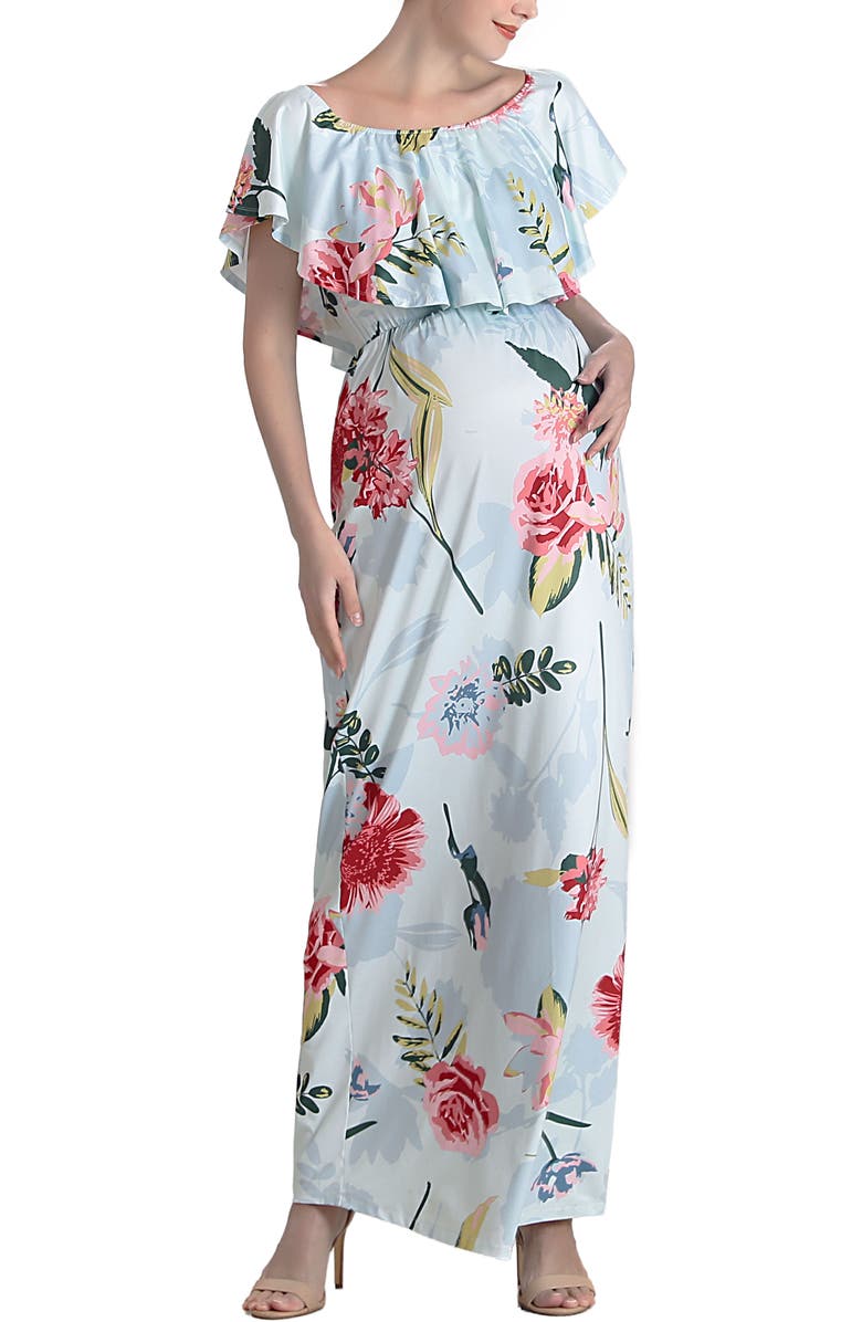 Kimi & Kai Deya Off the Shoulder Maternity/Nursing Maxi Dress, Alternate, color, 