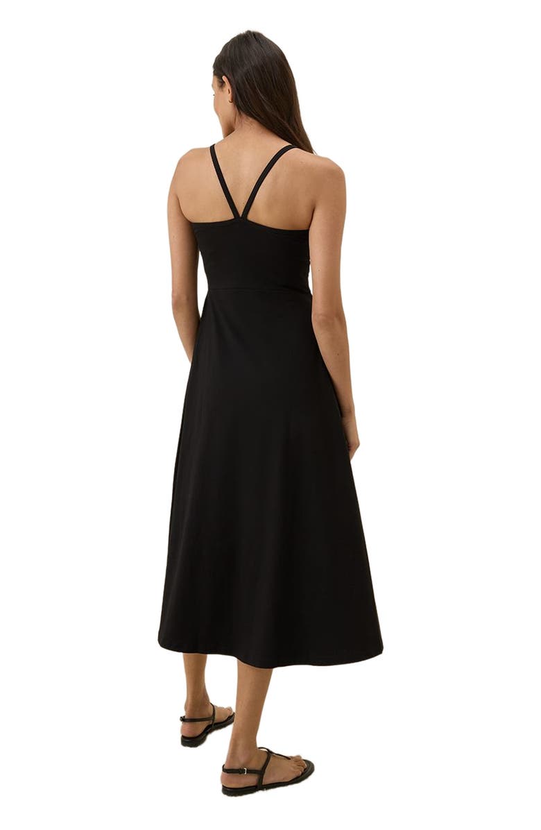 Pact Organic Cotton Fit & Flare Midi Dress, Alternate, color, Black