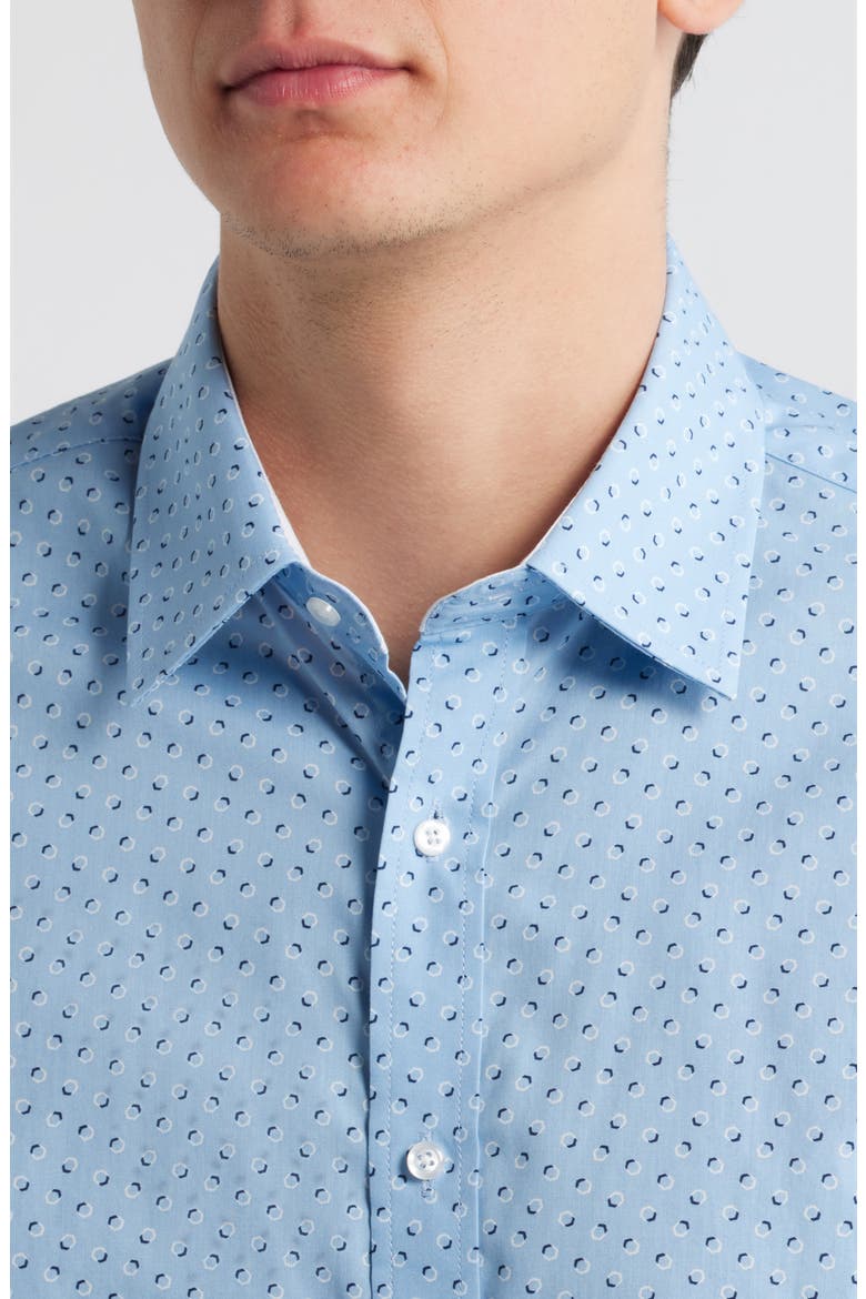 Paris Modern Fit Blue Geometric Print Cotton Dress Shirt, Alternate, color, BLUE