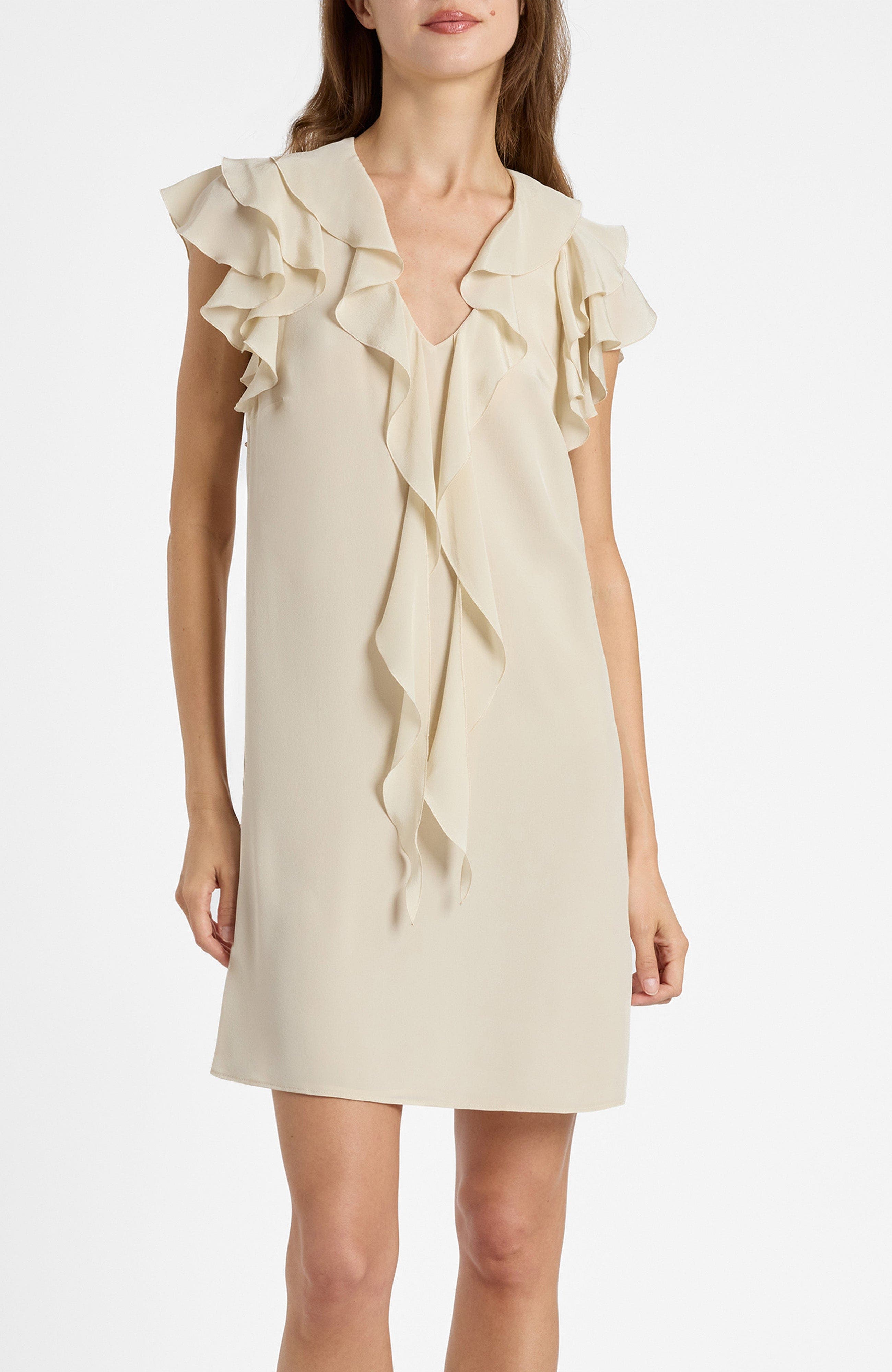 Denise Silk Ruffle Shift Dress - image 2