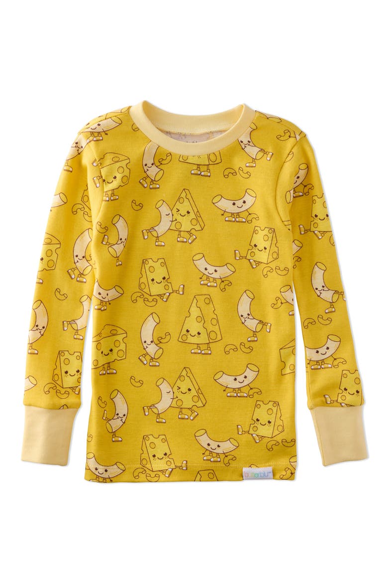 Kids' Zen Print Fitted Organic Cotton Two-Piece Pajamas, Alternate, color, MAC TO MY CHEESE