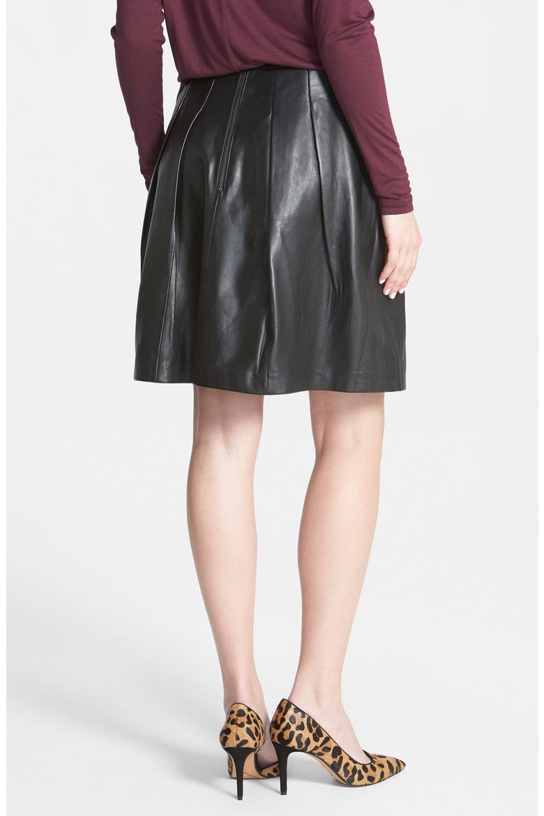 Pleat Leather Skirt, Alternate, color, BLACK