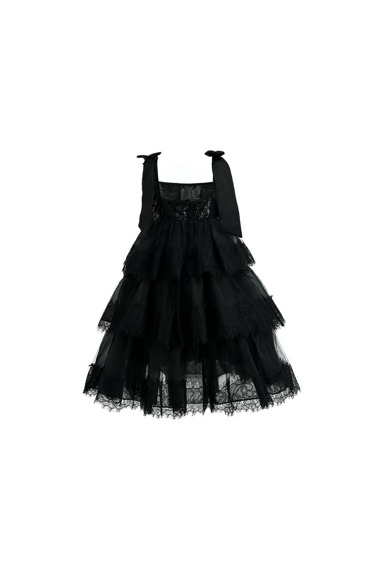 Ruffle Sleeveless Bow Dress, Alternate, color, Black