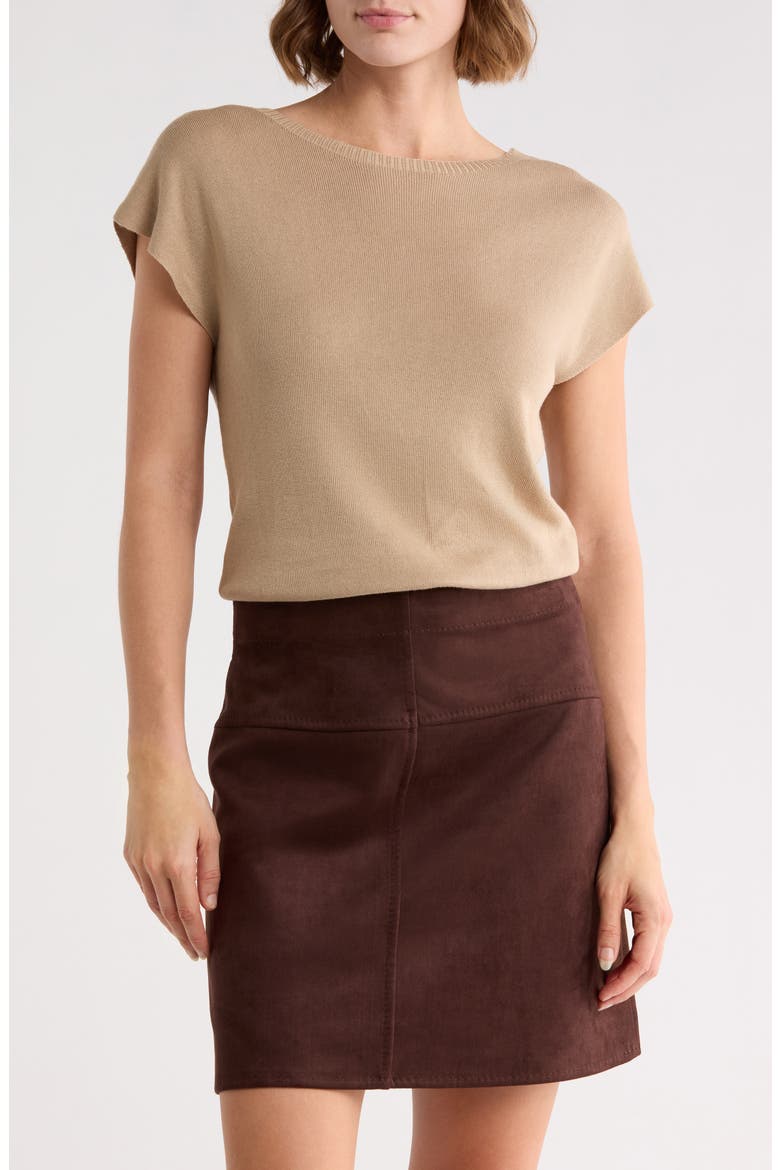 Extended Sleeve Crewneck Sweater, Main, color, SAND BROWN