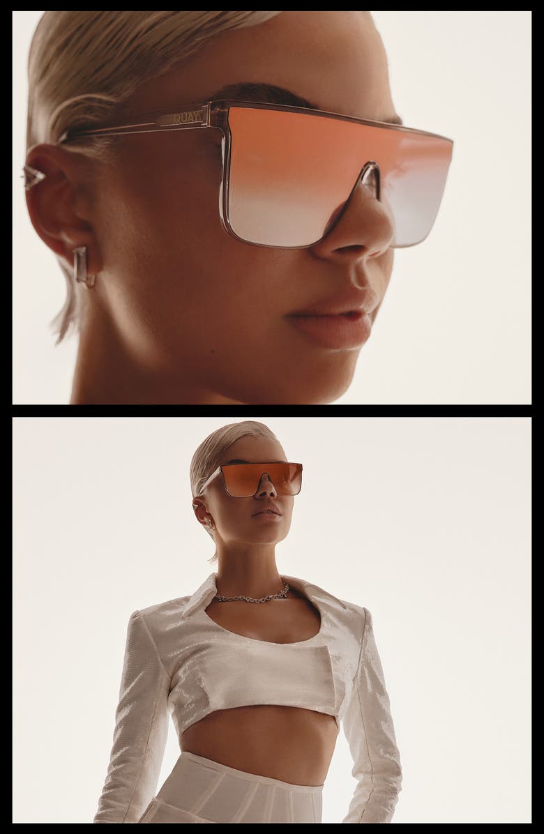 QUAY Nightfall Adorned 138mm Gradient Shield Sunglasses, Alternate, color, Doe/ Light Peony