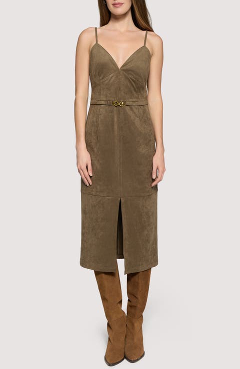 Urban Fall Faux Suede Midi Dress
