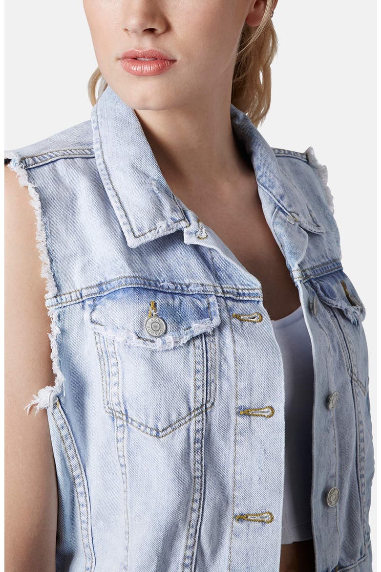 Moto Denim Vest, Alternate, color, LIGHT DENIM