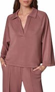Donna Karan New York Jet Setter Collared V-Neck Pullover Top