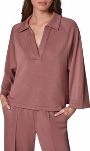 Donna Karan New York Jet Setter Collared V-Neck Pullover Top