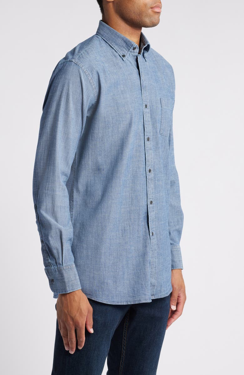 Peter Millar Tamworth Cotton Stretch Chambray Button-Down Shirt, Alternate, color,