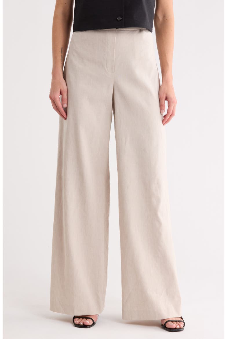 Terena High Waist Linen Blend Wide Leg Pants, Main, color, OATMEAL MELANGE