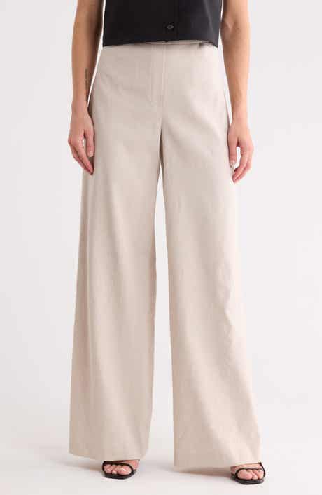 Theory Terena High Waist Linen Blend Wide Leg Pants