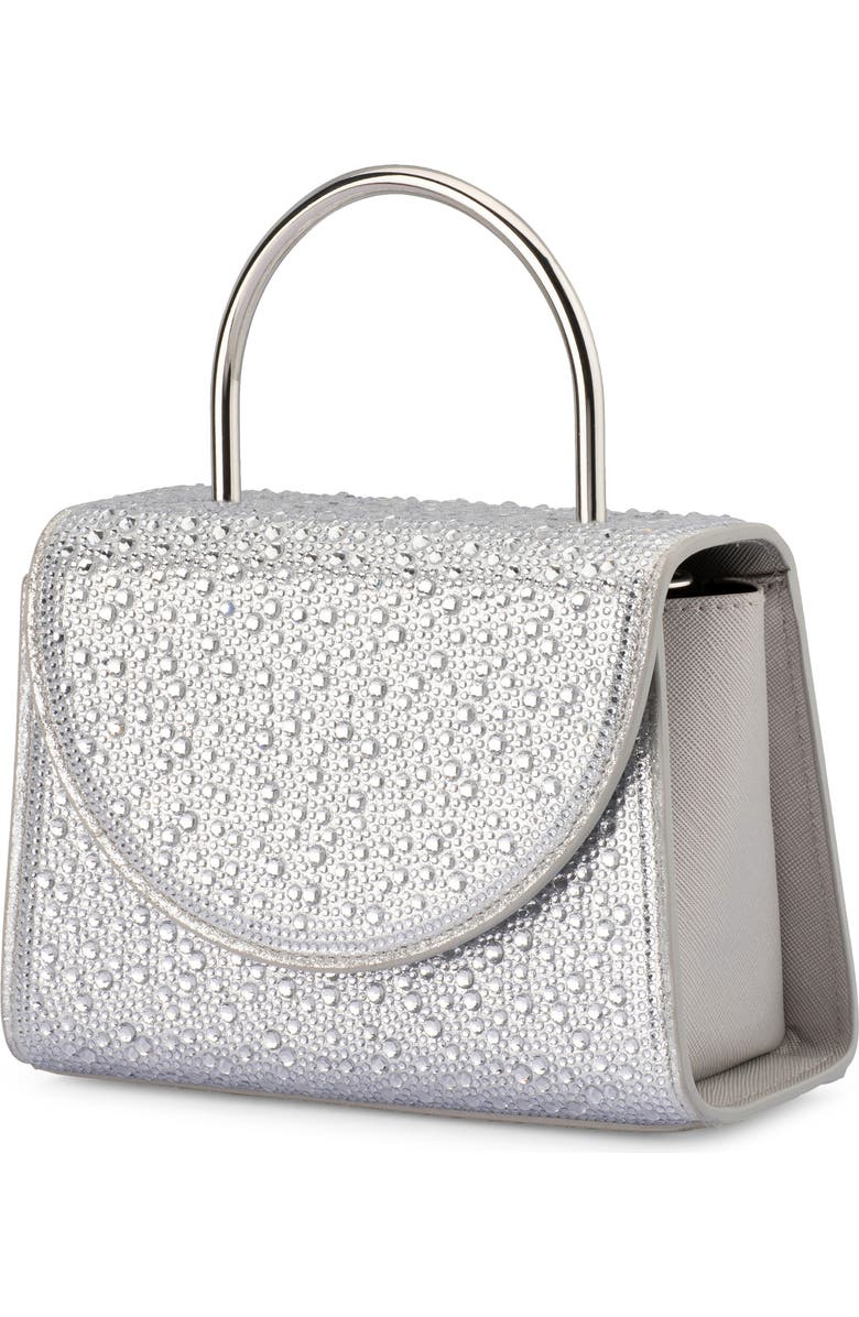 Olga Berg Annabel Crystal Top Handle Bag, Alternate, color, Silver