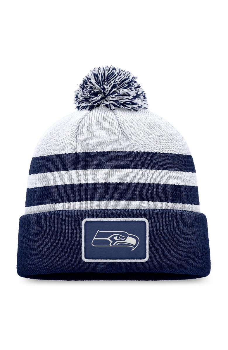 FANATICS Men's Fanatics Branded College Navy Seattle Seahawks Cuffed Knit Hat with Pom, Main, color, 